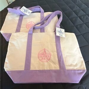 Canvas Tote with Lavender Trim and Handles - Unbranded